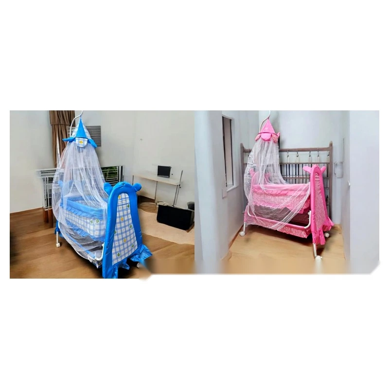 ClassicComfort 899 Heavy-Duty Steel Pipe Baby Cradle with Full Canopy
