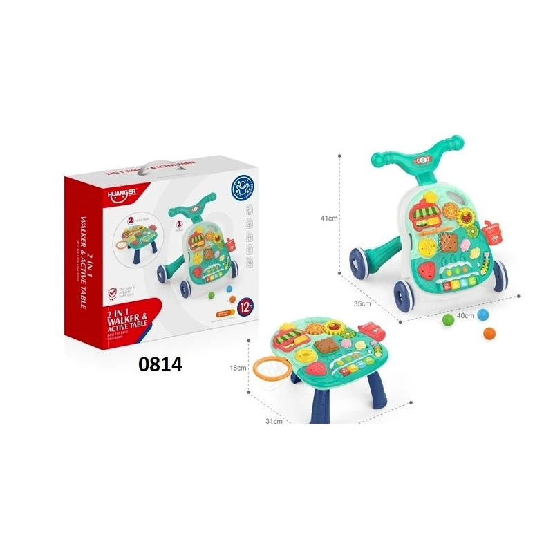 Huanger 0814 2-in-1 Baby Learning Walker & Activity Table