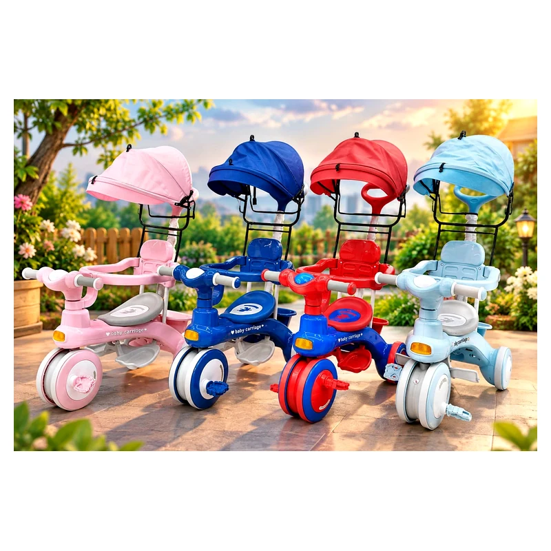 Kidilo 688 Luxury Baby Canopy Tricycle with Parent Steer Bar