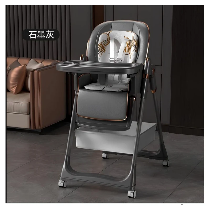 Kidilo 8155 Luxury High Chair with Rose Gold Trim & Reclining Seat