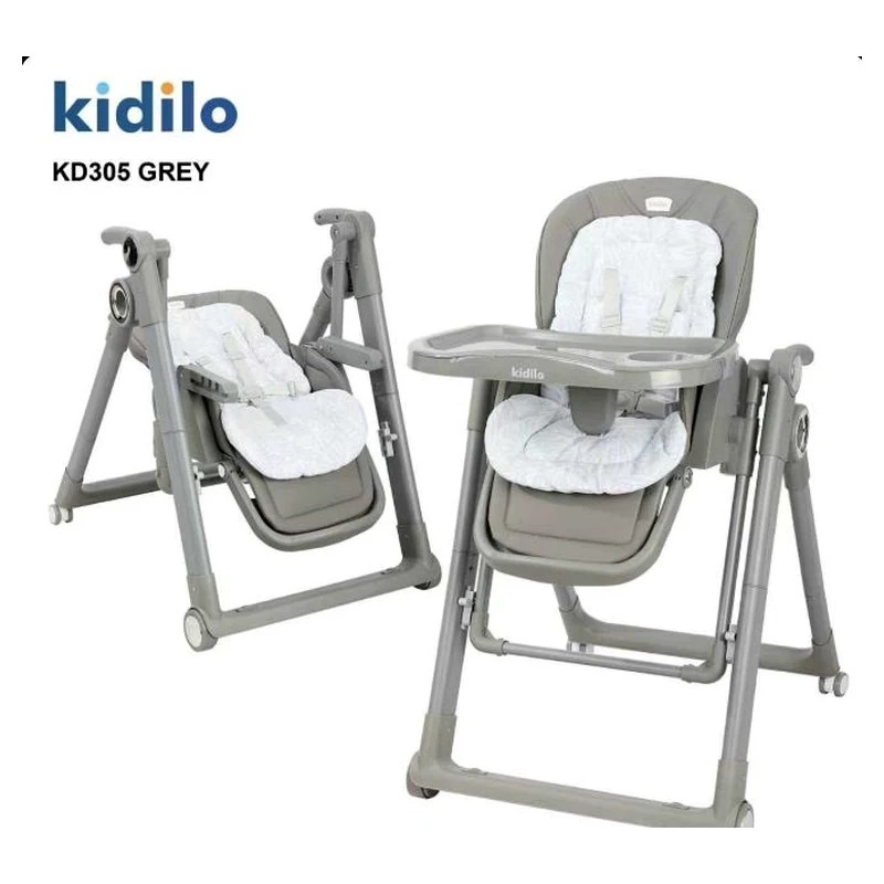 Kidilo KD305 2-in-1 Baby High Chair & Swing with Quilted Insert