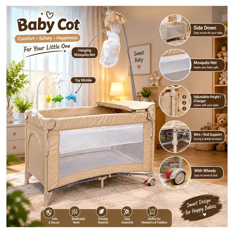 Kidilo X06 Multi-Functional Luxury Baby Cot & Bedside Co-Sleeper