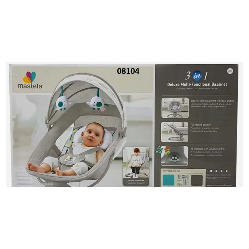 Mastela 08104 3-in-1 Deluxe Multi-Functional Bassinet (Light Grey)