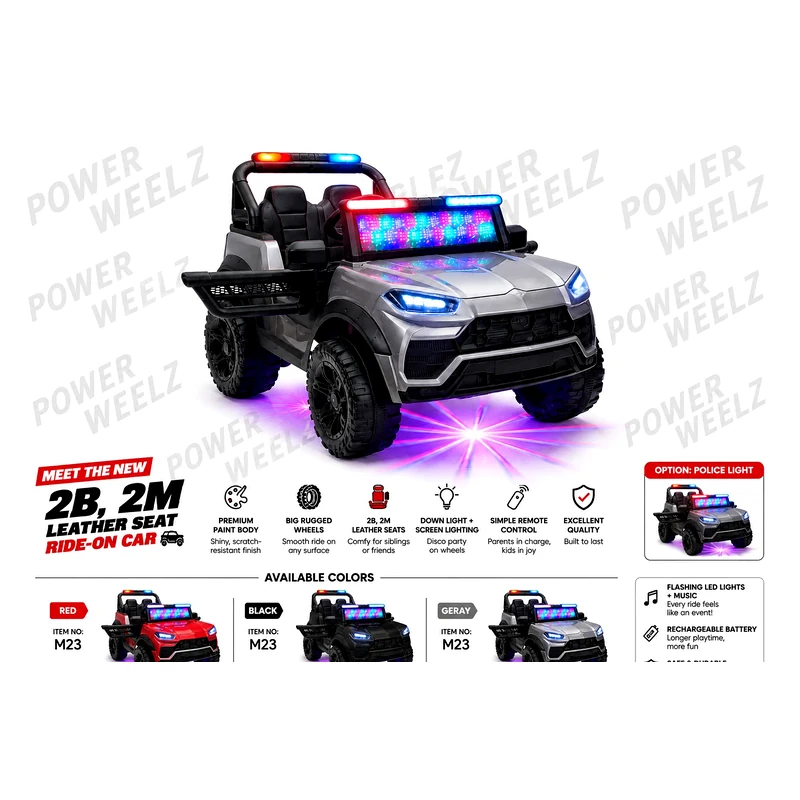 Power Weelz M23 12V 2-Motor Off-Road Police Edition Electric Ride-On Truck