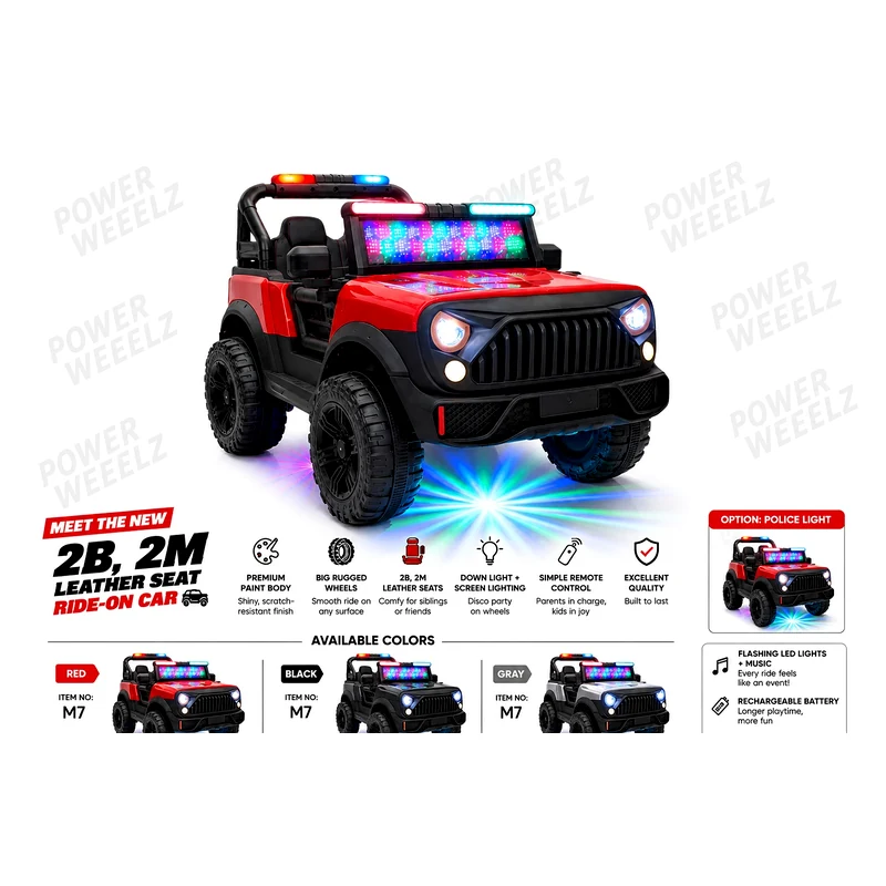 Power Weelz M23 12V 2-Motor Off-Road Police Edition Electric Ride-On Truck photo 2