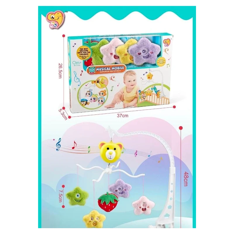 SweetDream 668-8 Musical Crib Mobile with Plush Hanging Rattle Toys