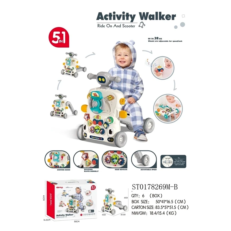 SmartSteps 5-in-1 Baby Activity Walker & Ride-On Scooter